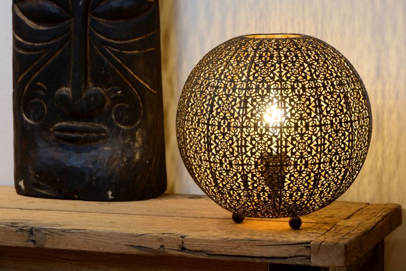 Lucide TAHAR - Stolná lampa - Ø 33 cm - 1xE27 - Čierna